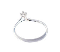 Anello solitario in oro bianco con diamante.